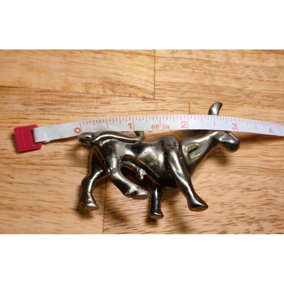 Solid Pewter Steer Bull Cowboy Figurine Statue Silver Tone Western -Cow Farm - Picture 7 of 7